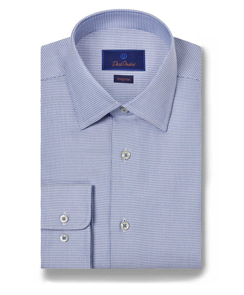 RBSP10029461 | Blue & White Textured Twill Dress Shirt