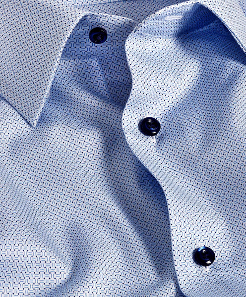 RBSP11010135 | White & Blue Geometric Print Dress Shirt