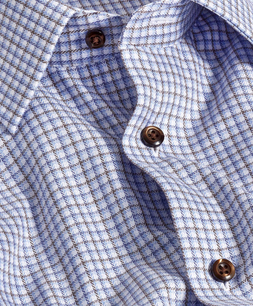 RBSP11807427 | Blue & Chocolate Herringbone Check Dress Shirt
