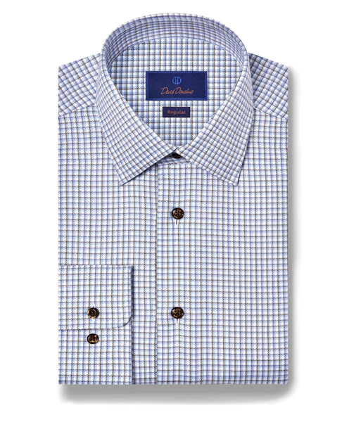 RBSP11807427 | Blue & Chocolate Herringbone Check Dress Shirt