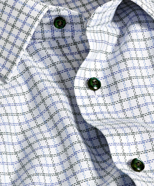 RBSP11808448 | Blue & Green Textured Check Dress Shirt