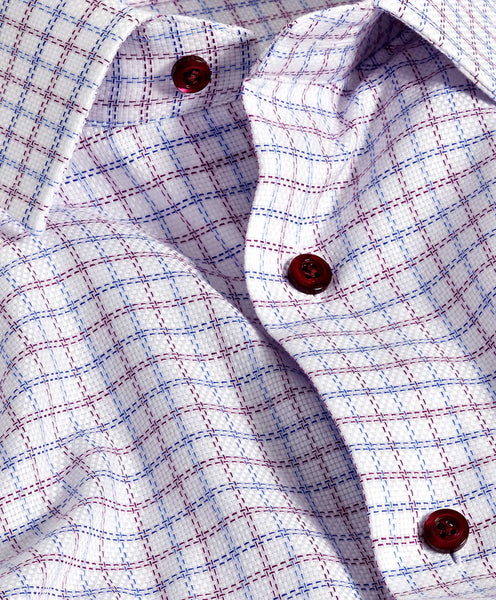 RBSP11808464 | Blue & Berry Textured Check Dress Shirt