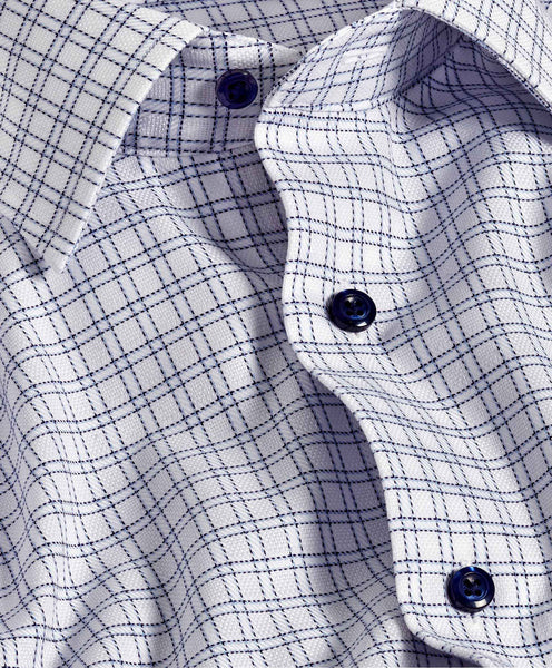 RBSP11809155 | White & Navy Dobby Check Dress Shirt