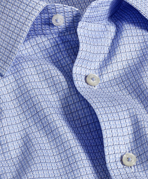 RBSP11814454 | Sky Textured Dobby Check Dress Shirt