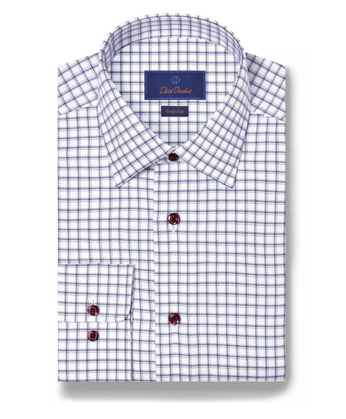 RBSP11868165 | White & Merlot Windowpane Check Dress Shirt