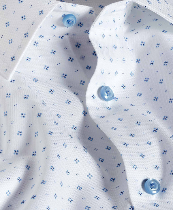 RBSP12200135 | White & Blue Neat Print Dress Shirt