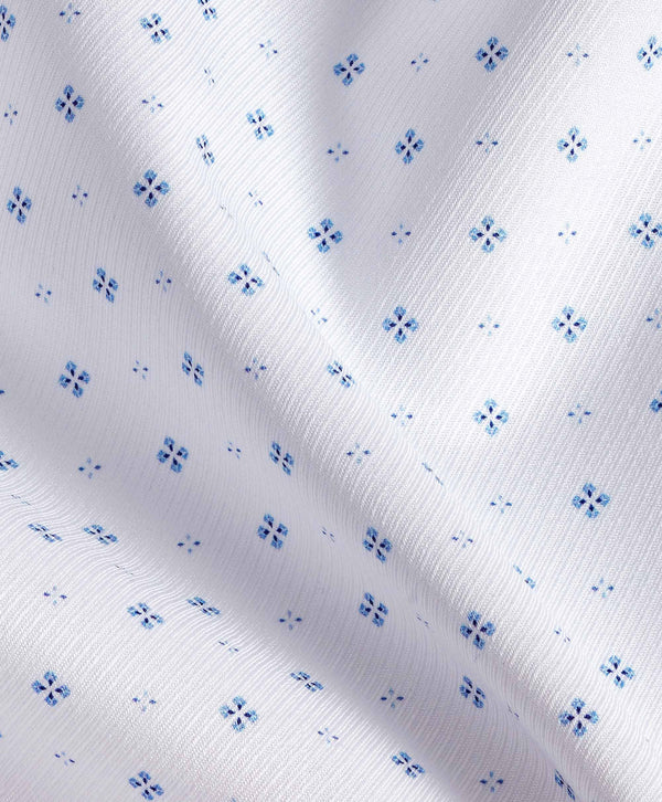 RBSP12200135 | White & Blue Neat Print Dress Shirt