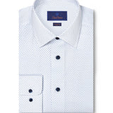 RBSP12241155 | White & Navy Micro Neat Print Dress Shirt