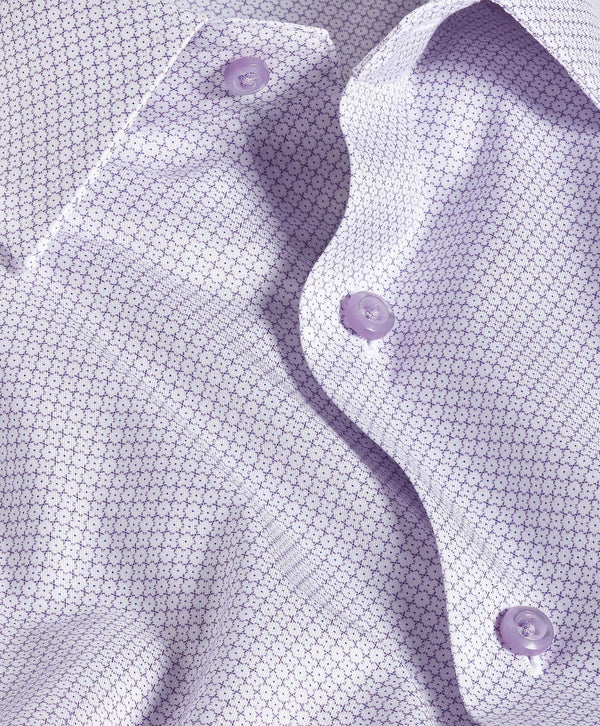 RBSP12243133 | White & Lilac Geometric Print Dress Shirt