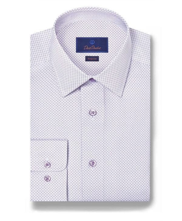 RBSP12243133 | White & Lilac Geometric Print Dress Shirt