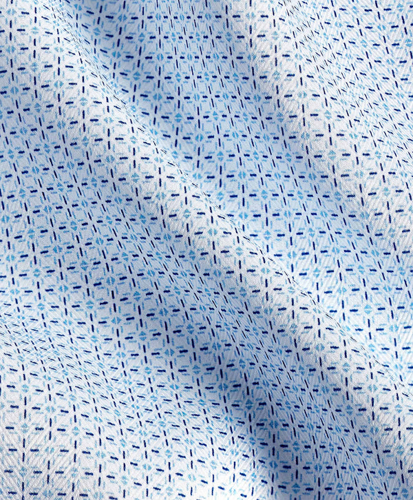 RBSP12600135 | White & Blue Geometric Print Dress Shirt