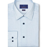 RBSP12600135 | White & Blue Geometric Print Dress Shirt