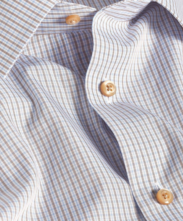 RBSP12803102 | White & Chocolate Poplin Check Dress Shirt
