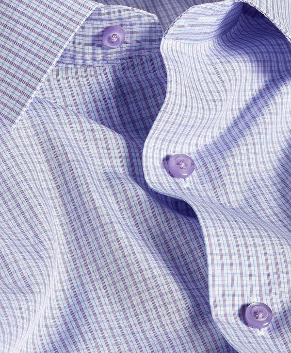 RBSP12803137 | White & Purple Poplin Check Dress Shirt