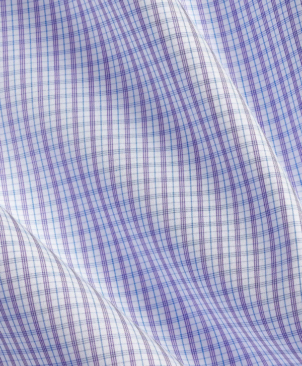 RBSP12803137 | White & Purple Poplin Check Dress Shirt
