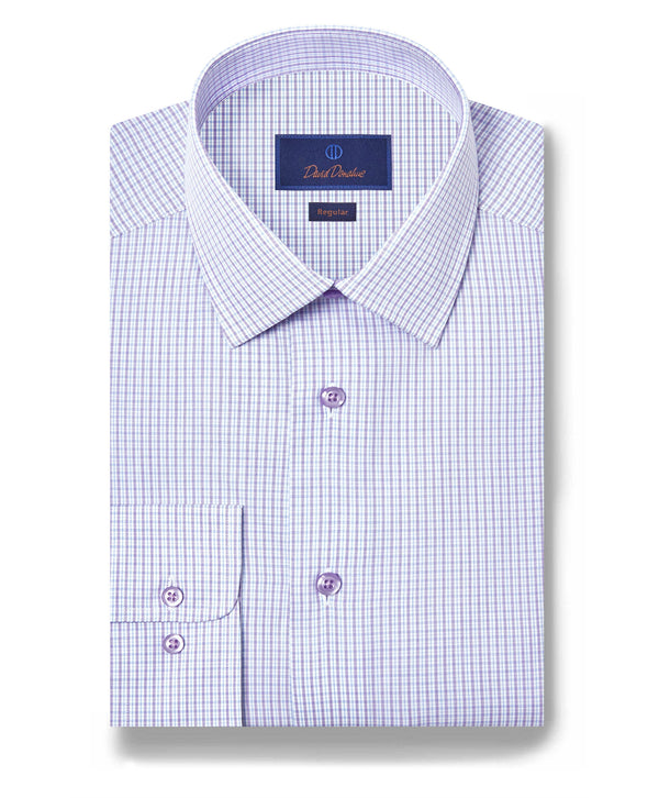 RBSP12803137 | White & Purple Poplin Check Dress Shirt