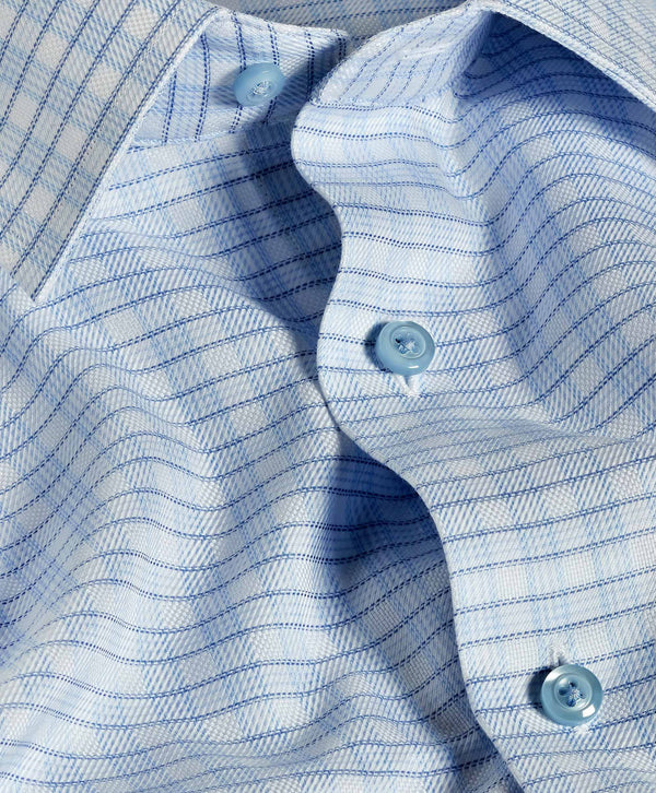 RBSP12805135 | White & Blue Dobby Check Dress Shirt
