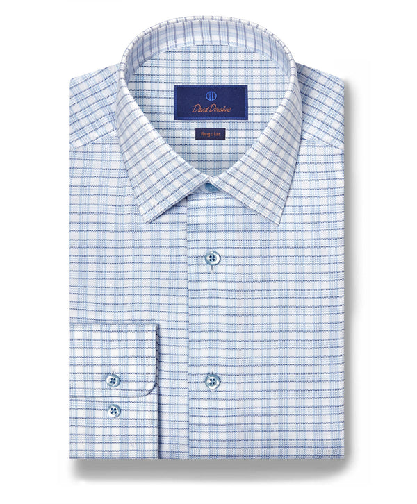 RBSP12805135 | White & Blue Dobby Check Dress Shirt