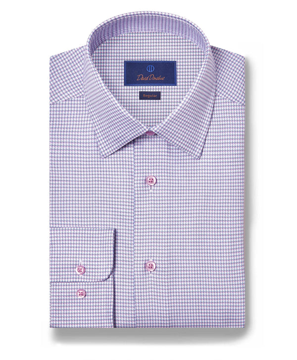 RBSP12807145 | White & Pink Twill Micro Check Dress Shirt