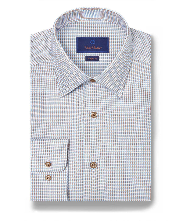RBSP12847421 | Sky & Chocolate Dobby Check Dress Shirt