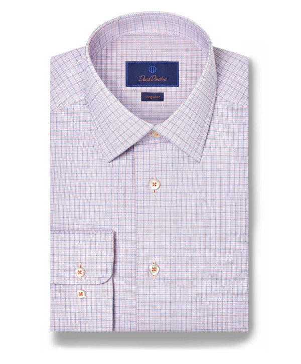 RBSP12848459 | Blue & Melon Micro Dobby Check Dress Shirt