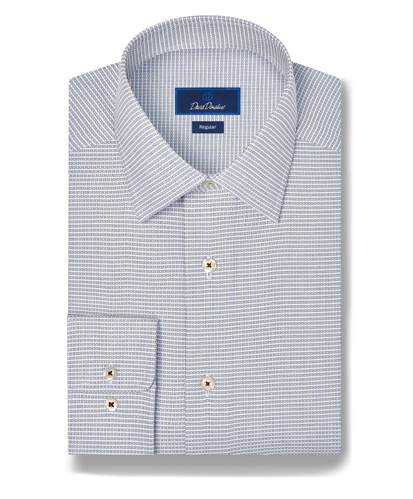 RBSP13002214 | Chocolate & Sky Micro Dobby Dress Shirt