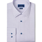 RBSP13202144 | White & Berry Micro Geometric Print Dress Shirt