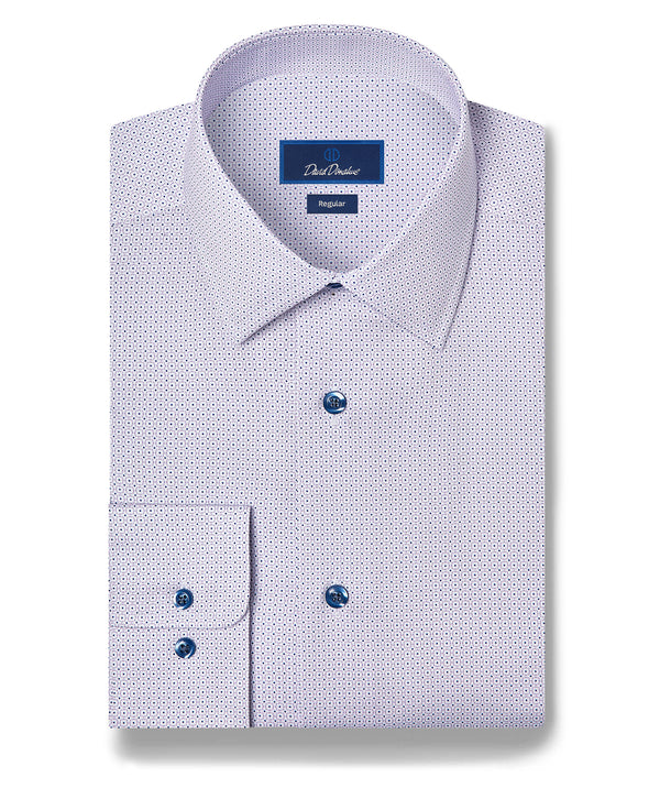 RBSP13202144 | White & Berry Micro Geometric Print Dress Shirt