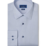 RBSP13202155 | White & Navy Micro Geometric Print Dress Shirt
