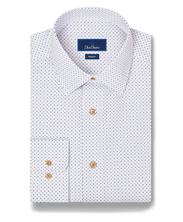 RBSP13206102 | White & Chocolate Micro Neat Print Dress Shirt