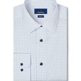 RBSP13206155 | White & Navy Micro Neat Print Dress Shirt