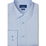 RBSP13601135 | White & Blue Geometric Print Dress Shirt