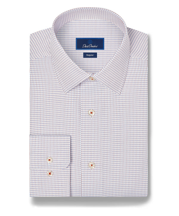 RBSP13806182 | White & Orange Micro Check Dress Shirt