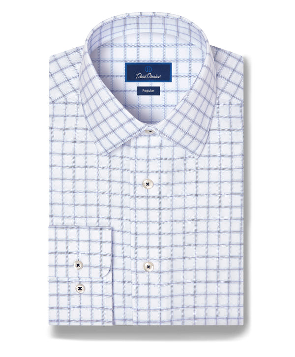 RBSP13810155 | White & Navy Windowpane Check Dress Shirt