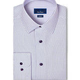 RBSP13811137 | White & Purple Textured Check Dress Shirt