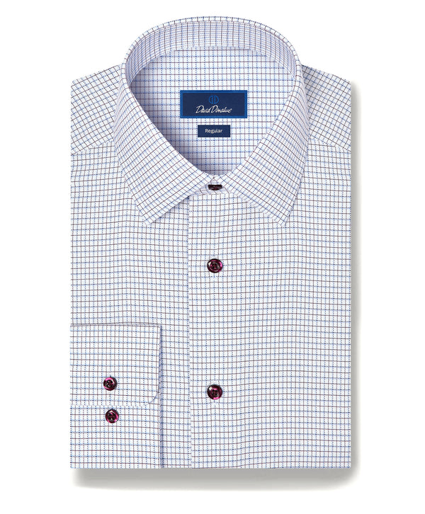 RBSP13812457 | Blue & Merlot Dobby Check Dress Shirt
