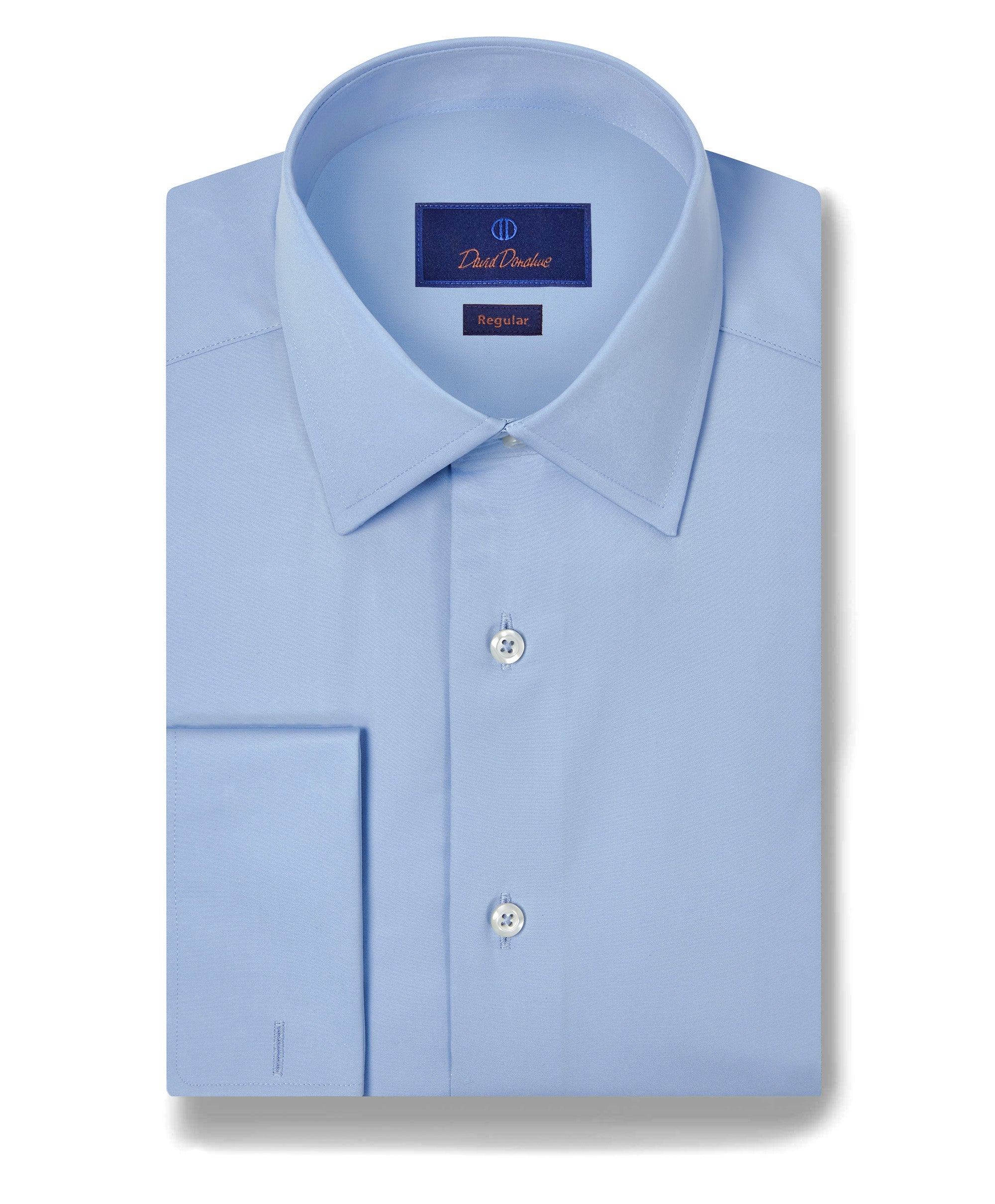 david donahue RFCSP6110423 | Blue Broadcloth French Cuff Dress Shirt Shirt