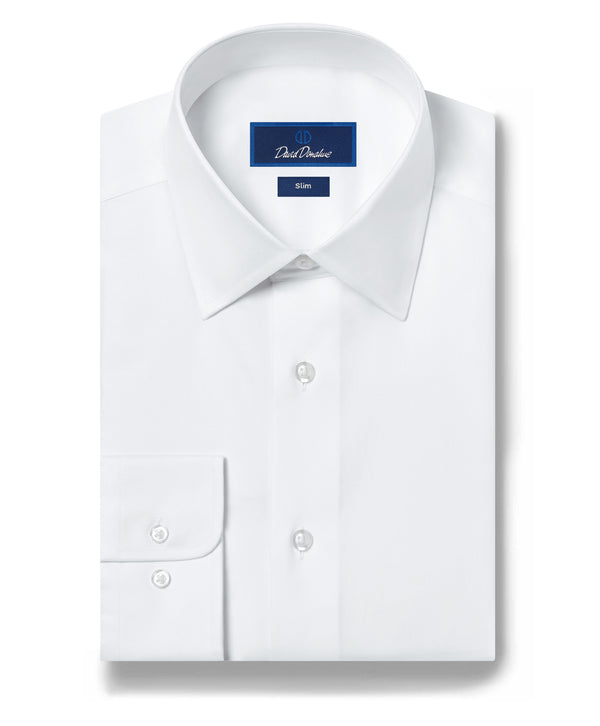 David Donahue Slim Fit Super Fine Twill Dress Shirt - White