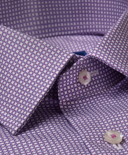 SBSP07206652 | Berry Geometric Print Dress Shirt