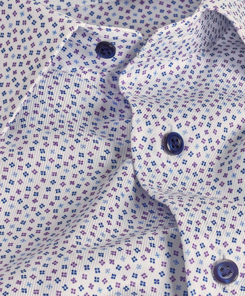 SBSP07217133 | White & Lilac Tossed Foulard Print Dress Shirt