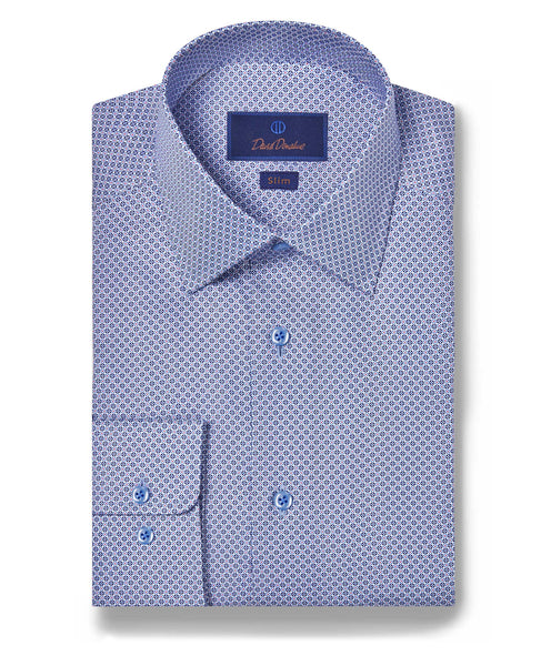 SBSP08601464 | Blue & Berry Geometric Print Dress Shirt