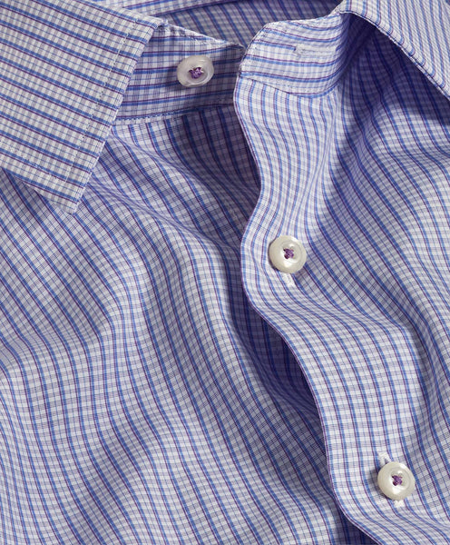 SBSP10803479 | Blue & Lilac Poplin Check Dress Shirt