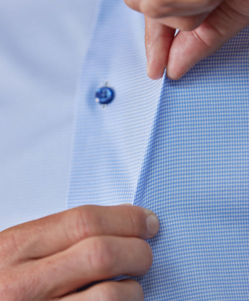 SBSP11013423 | Blue Houndstooth Stretch Dress Shirt