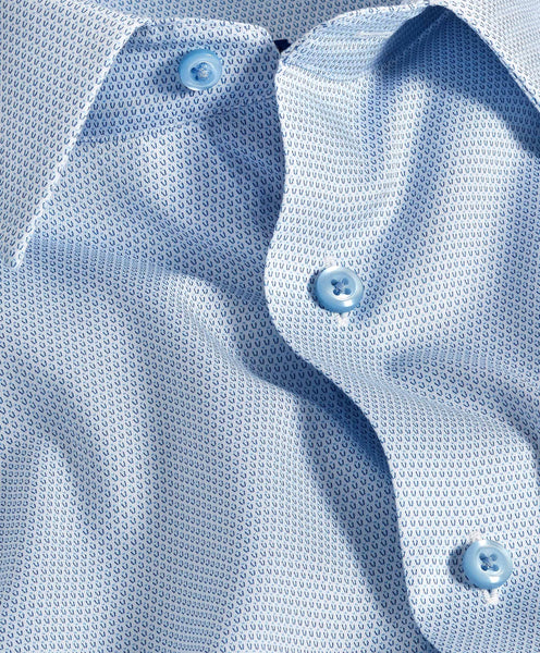 SBSP11020135 | White & Blue Neat Print Dress Shirt
