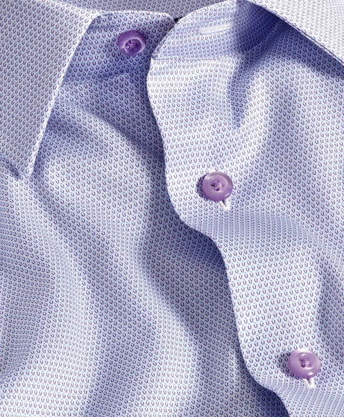SBSP11020137 | White & Purple Micro Print Dress Shirt