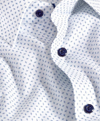 SBSP11204155 | White & Navy Print Stretch Dress Shirt