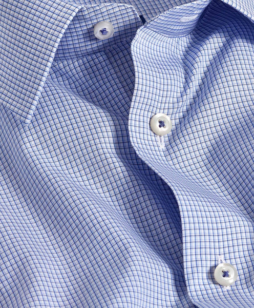 SBSP11815423 | Blue Poplin Micro Check Dress Shirt