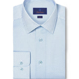 SBSP12237135 | White & Blue Neat Print Stretch Dress Shirt