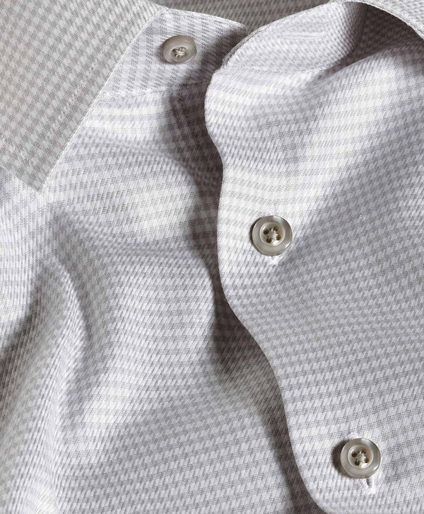 SBSP12815028 | Pearl & White Twill Micro Check Stretch Dress Shirt