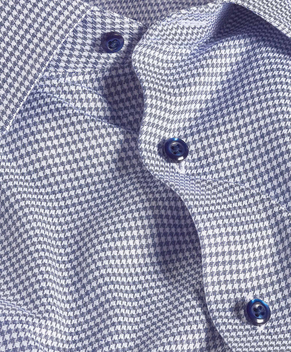 SBSP12815407 | Navy & White Twill Micro Check Stretch Dress Shirt